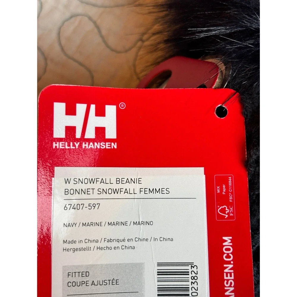 Helly Hansen Womens Snowfall Beanie Knit Faux Fur Pom Hat